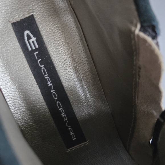 Luciano Carvari Elegant Dark Green Suede Peep-Toe Heels 5 in.sz.35 (5) - Picture 9 of 10